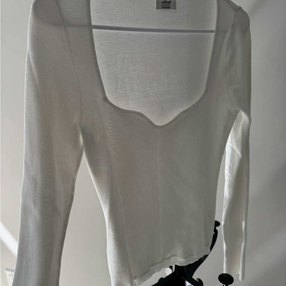 Wilfred Cream Ribbed Long Sleeve Top